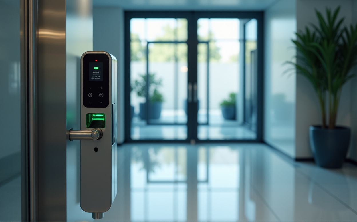 Card reader on commercial door